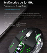 Mouse Gamer Inalámbrico Silencioso Y Recargable Con Luz Led