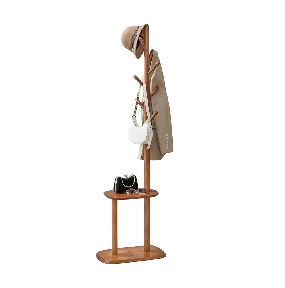 Perchero VASAGLE URCR040K01 de Pie 171 cm con 8 Ganchos y Estante – Caramel Brown