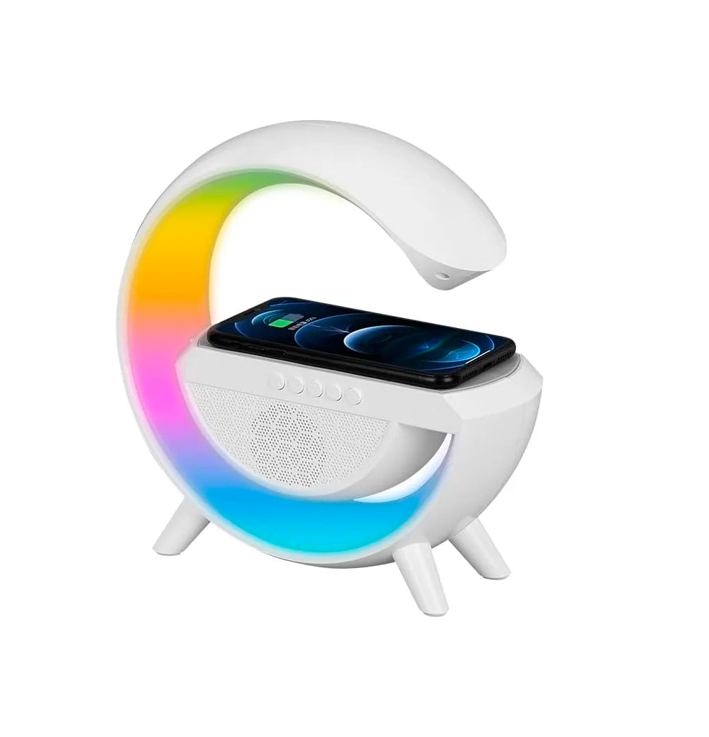 Parlante Portatil Bluetooth Luz Led Atmosfera Inteligente G Color Blanco