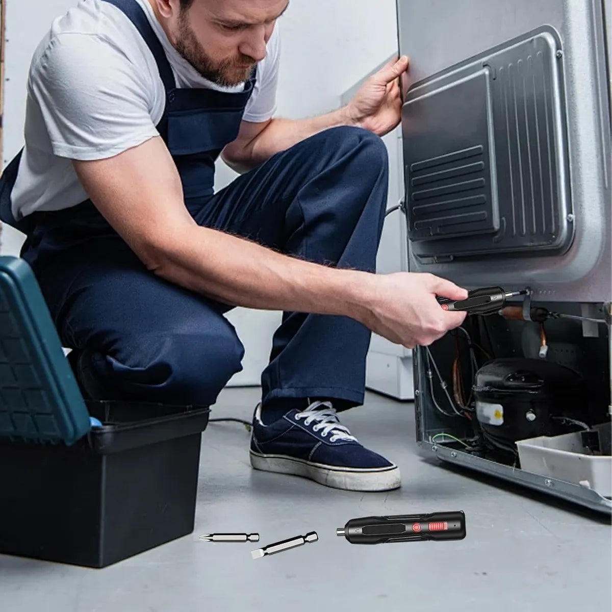 Destornillador Inalámbrico+30 Puntas De Destornillador Negro