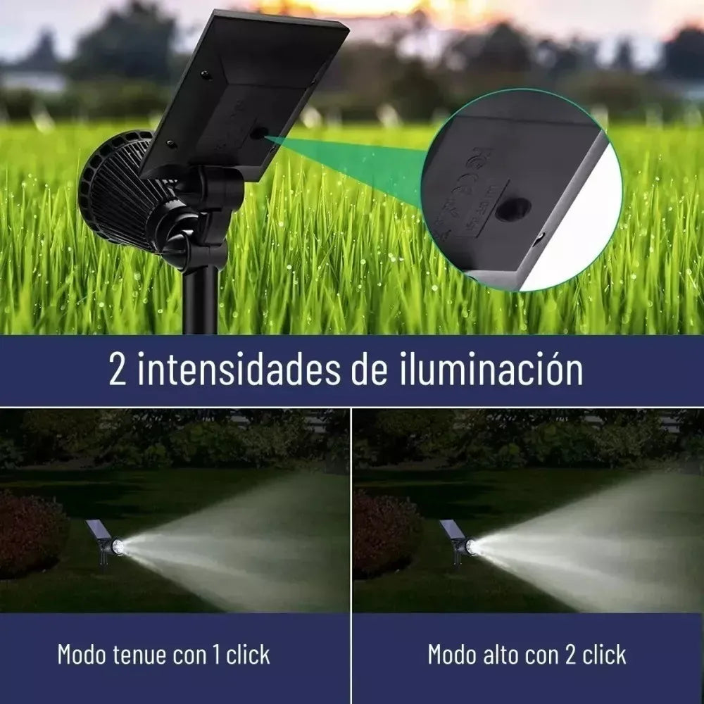 Estaca Solar Jardin Foco Led Impermeable Luz Calida 1
