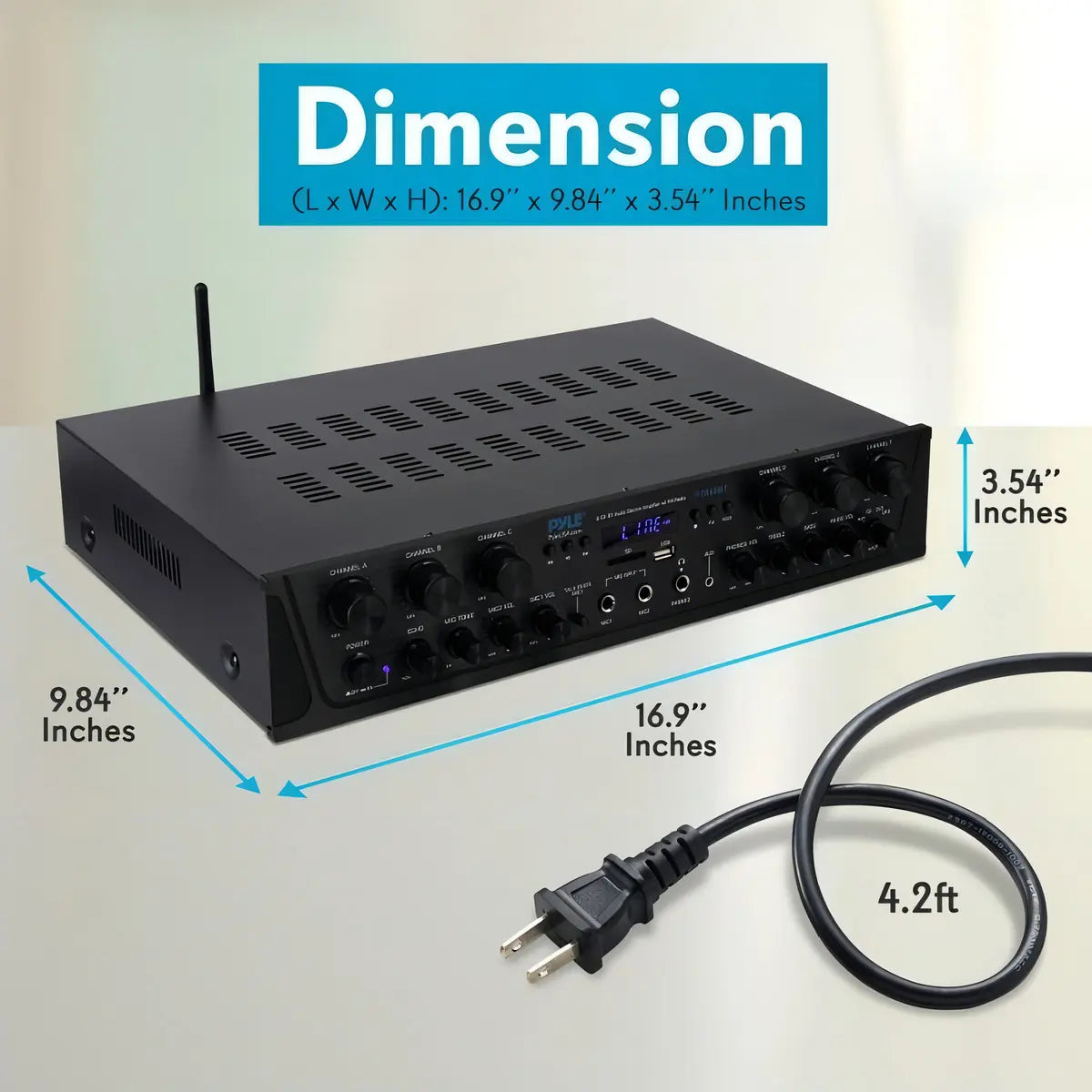 Amplificador Pyle PTA66BT Bluetooth 6 Canales 600 W con USB y SD