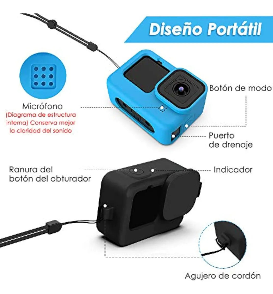 2 piezas: Fundas Protectoras Silicona Para Gopro Hero 9/10/11/12