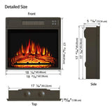 Inserto para Chimenea Eléctrica 18" con Control Remoto | Efecto Llama LED | Empotrable 120V