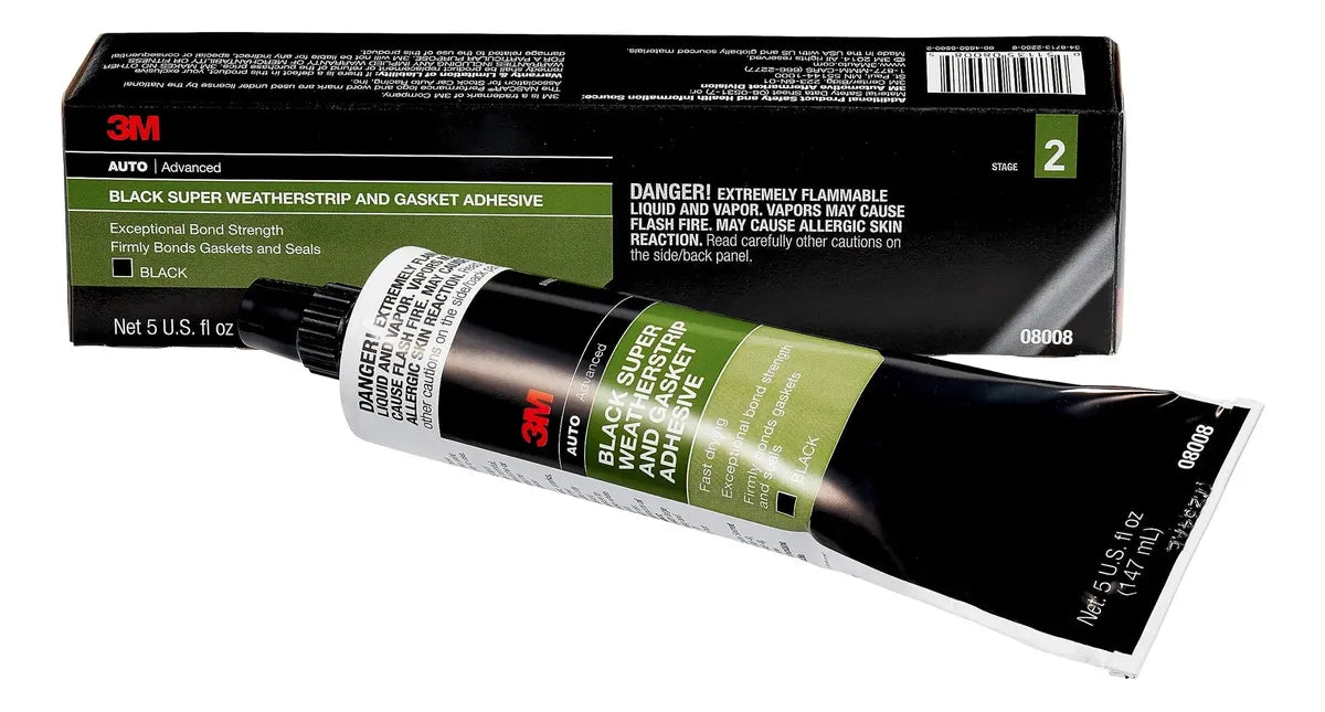 3M Black Super Weatherstrip Adhesive 08008 147,87 ml – Adhesivo para Burletes y Juntas Automotrices