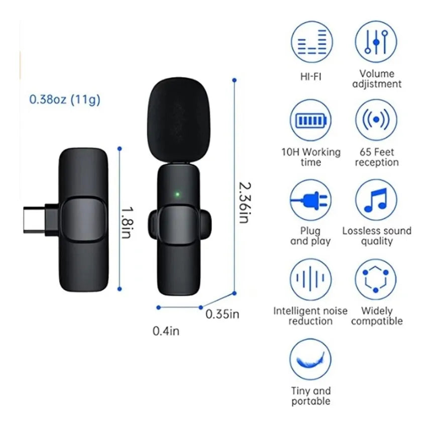 Micrófono Lavalier Inalámbrico Type-c Para Android
