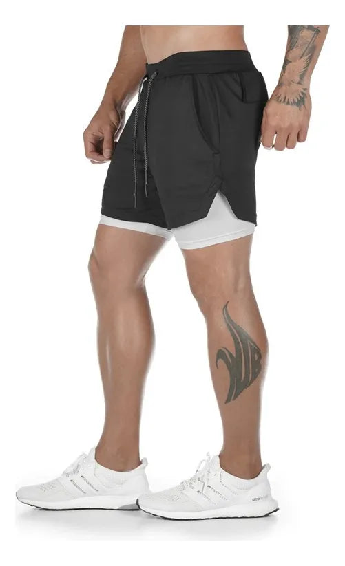 Short Gimnasio Con Licra Deportiva 2 En 1 Hombre Correr