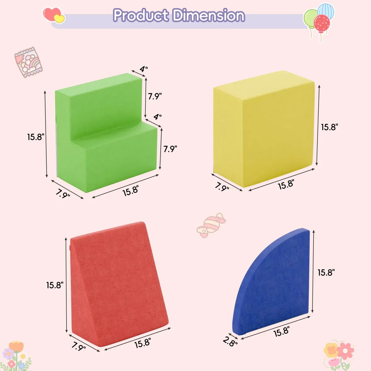 YENING Large Foam Climbing Blocks – Set de 4 Piezas para Niños de 1 a 3 Años