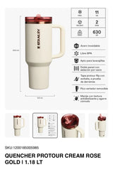 Stanley Quencher Protour 1.18l Hidratación Cream Rose Gold