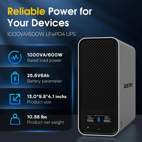 UPS GoldenMate 1000VA / 800W LiFePO4 con Onda Sinusoidal Pura 120V