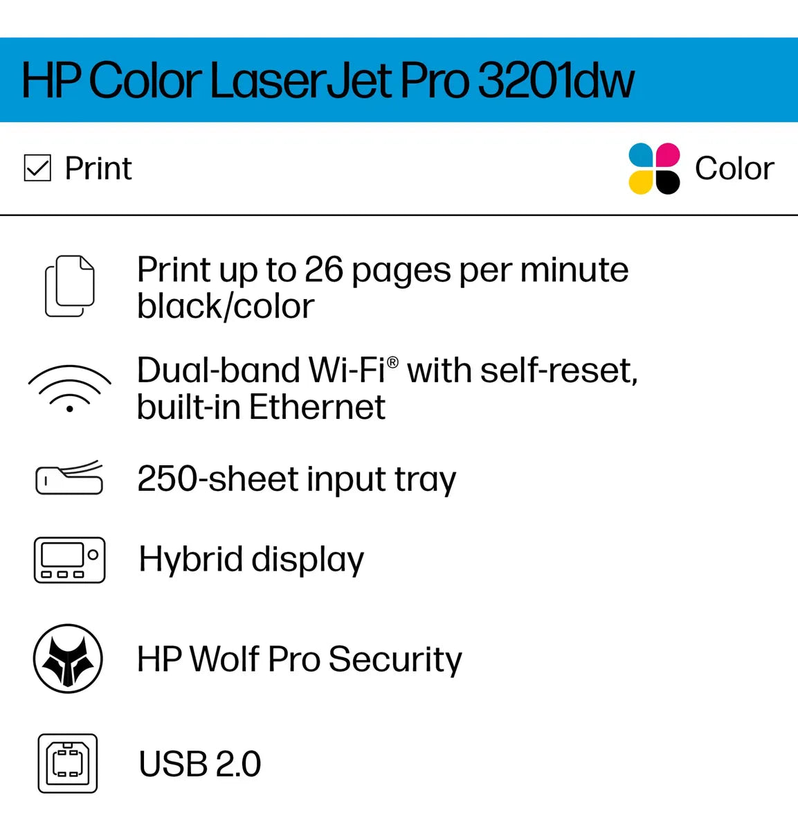 Impresora Hp Color Laserjet Pro 3201dw Inalámbrica Dúplex 110V
