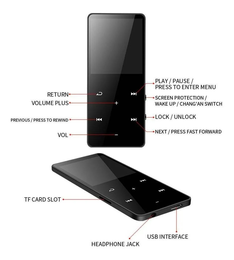 Audio Reproductor Mp3 Mp4 Bluetooth Players Pantalla Tactil