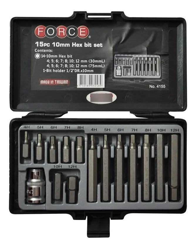Juego Puntas Allen 1/2 15 Pzas. 4 A 12 Mm. Force 4155