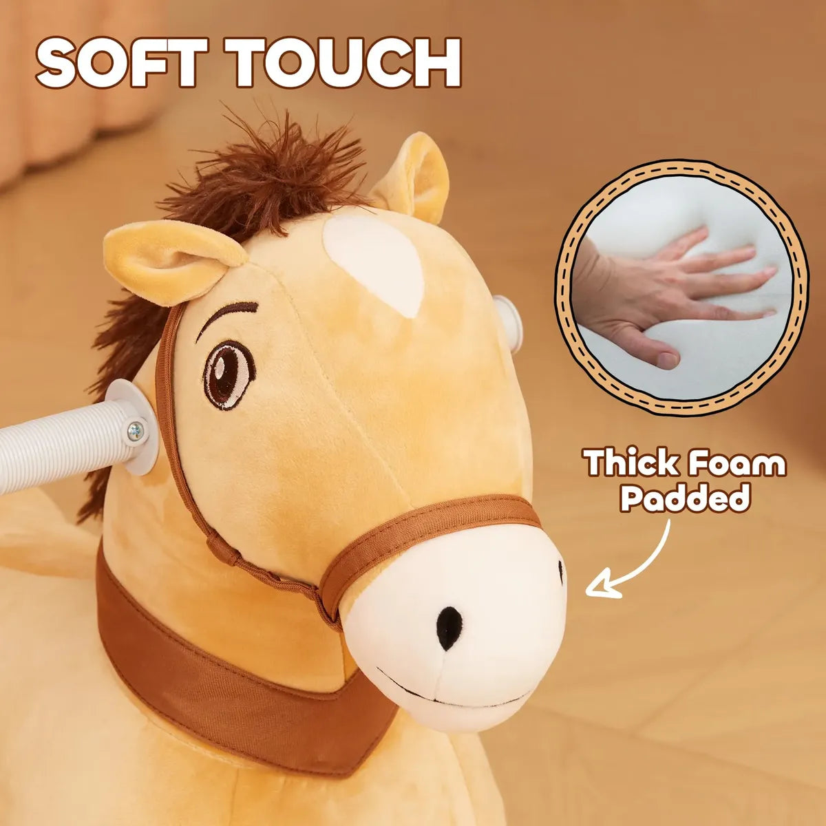 Qaba Caballito Eléctrico para Niños 6V con Música – Marrón