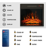 Inserto para Chimenea Eléctrica 18" con Control Remoto | Efecto Llama LED | Empotrable 120V