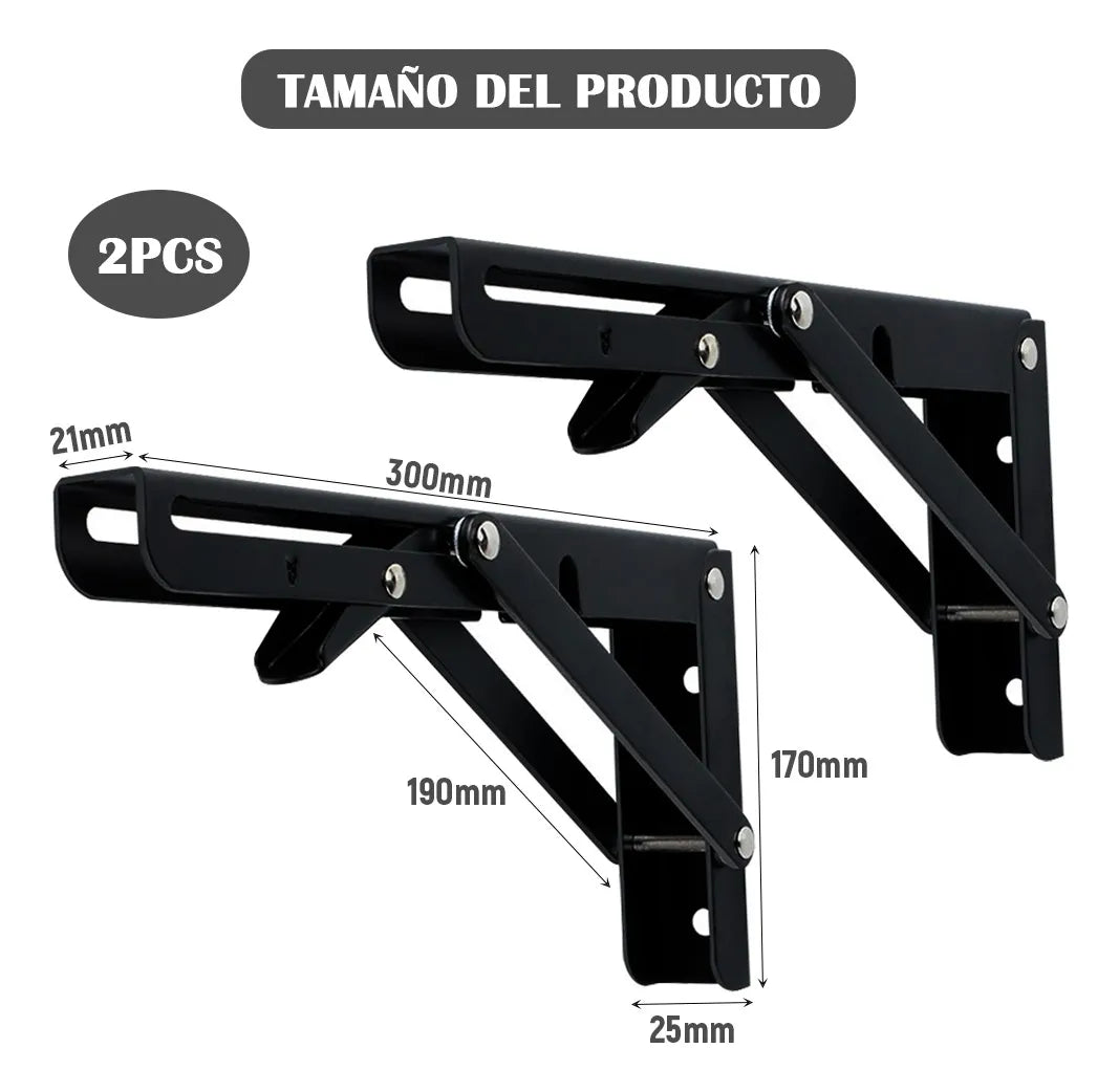 2 Bisagras Soporte Plegable Para Estante, Acero Inoxidable