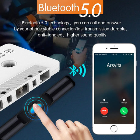 Adaptador Cassette Bluetooth Arsvita para Auto Blanco