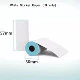 9 Rollos Papel Adhesivo Térmico Continuo Impresora 57mmx30mm Blanco