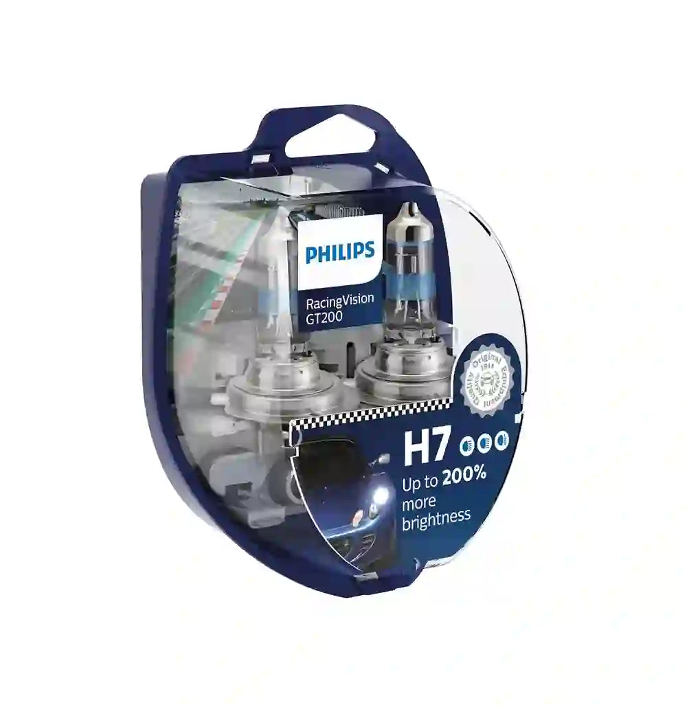 Set de Ampolletas Philips RacingVision GT200 H7 | +200% Más Brillo | 12V 55W | Open Box