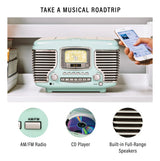 Radio de Mesa Crosley Corsair CR612B-AB Aqua Blue – AM/FM, CD y Bluetooth 120V