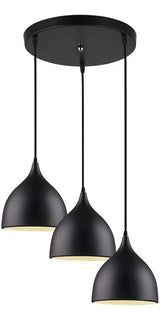 Lámpara Colgante Nórdica Moderna Luz De Techo 3 Cabezas Negro