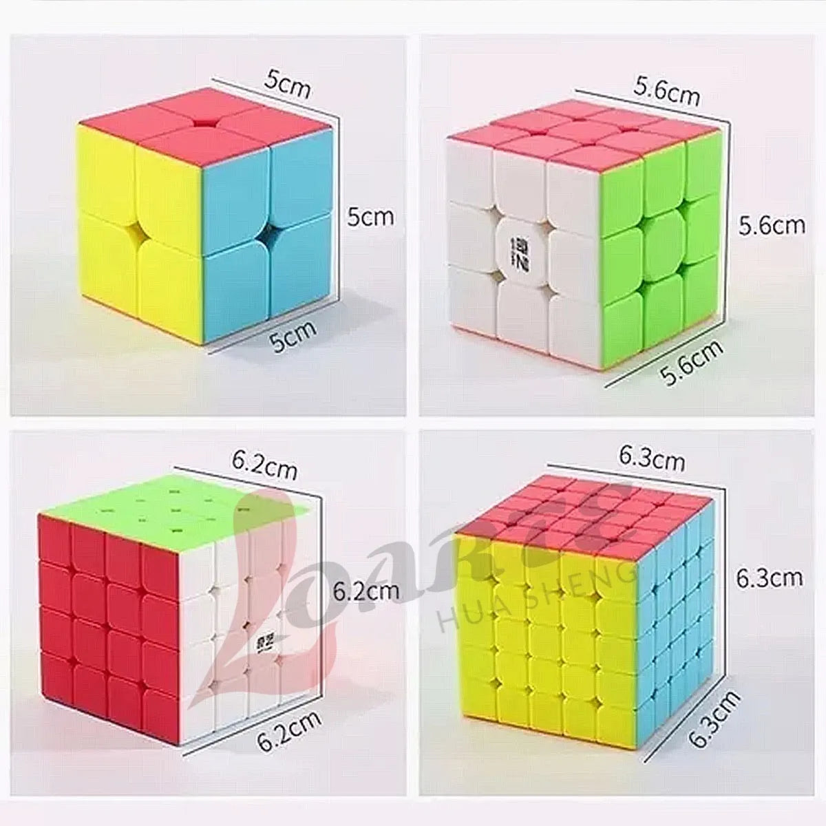 Pack 4 Cubos Tipo De Qiyi 2x2, 3x3, 4x4, 5x5