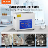 VEVOR Limpiador Ultrasónico 6 L, 40 kHz, con Temporizador Digital y Calentador – 120 V