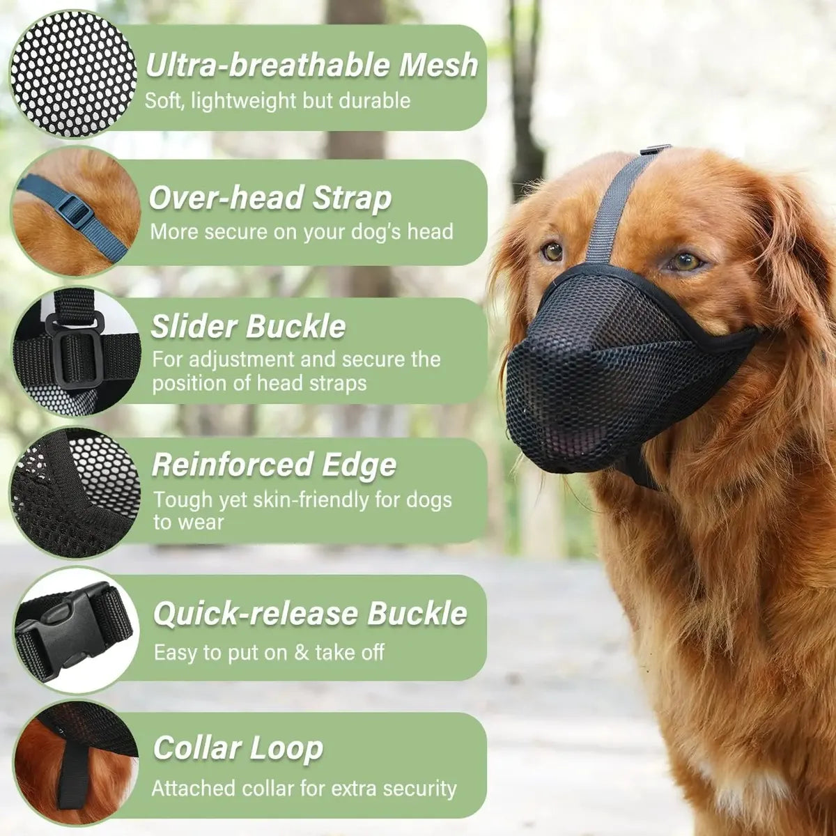 Bozal para Perros Mayerzon Soft Mesh | Bozal Transpirable Ajustable Antimordidas y Antiescavado