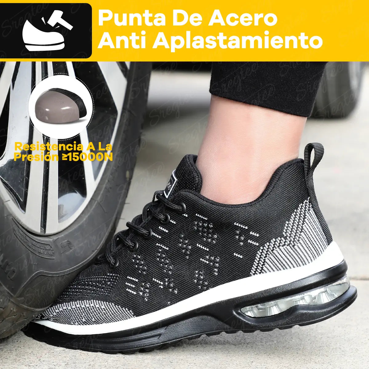 Zapatillas de Seguridad SREGTEE con Plataforma Air | Puntera de Acero | Antipinchazos | Unisex | Nuevos