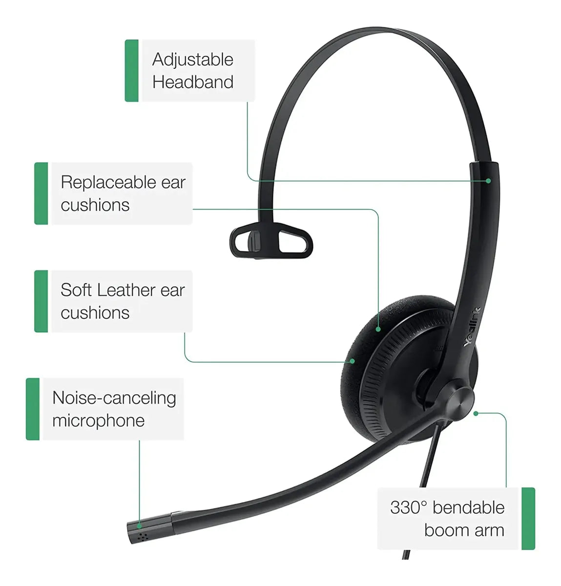 Audífonos Yealink YHS34 Lite Mono con Micrófono RJ9