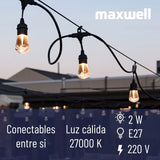 Guirnalda Luces Led 10 Metros Unible Exterior +10 Ampolletas Maxwell Guijarset01 Cálido