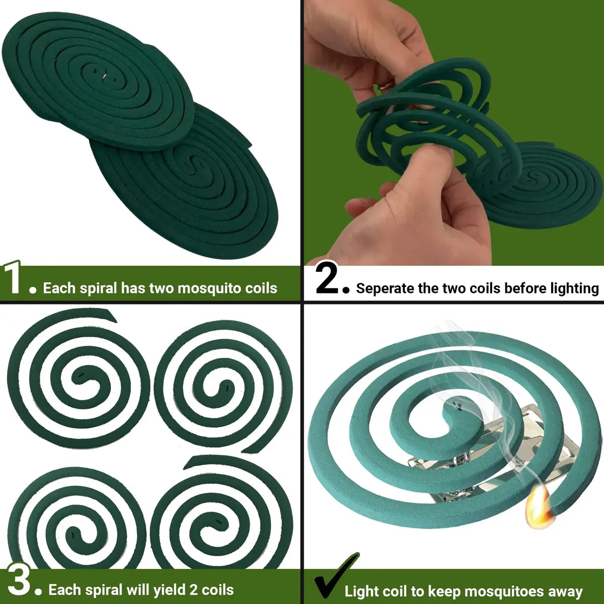 Espirales Repelentes para Mosquitos W4W Outdoor | Pack de 12 Espirales + 6 Soportes