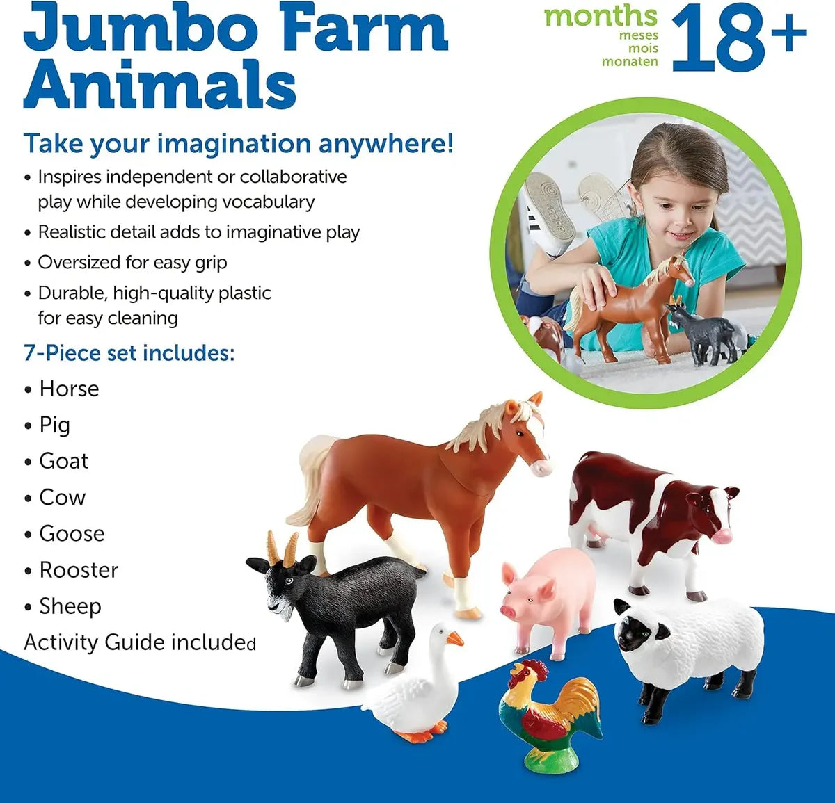 Learning Resources Jumbo Farm Animals, Juego De Juguetes