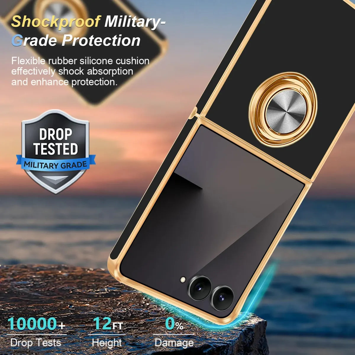 Funda Fingic para Samsung Galaxy Z Flip7 5G con Anillo Giratorio 360° – TPU Antigolpes