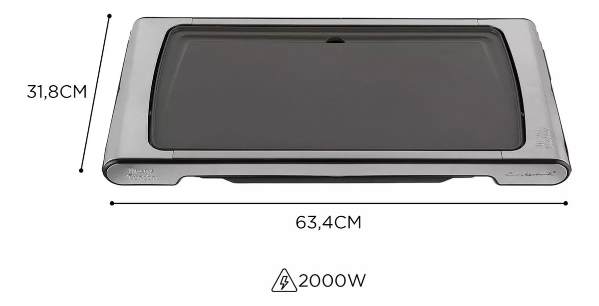 Parrilla Eléctrica Ursus Trotter Ecokeramik Ceramic 2000 W Color Gris