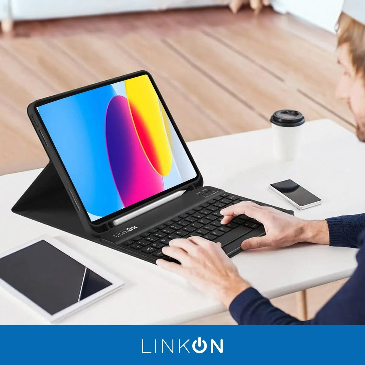 Carcasa Funda + Teclado Para iPad Air 5ma Gen 2022 iPad Air 4ta Gen 2020 Linkon 10.9" Black Air