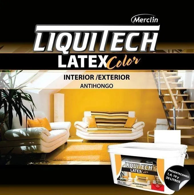 Latex Al Agua Color Interiorexterior Antihongos Liquitech 1l Acabado Mate Color Rojo berrmellon
