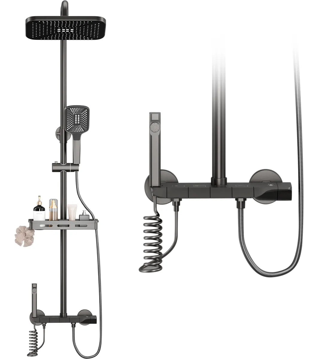 Columna ducha gris pistola con llave de piano