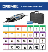 Kit de herramientas rotativas Dremel 4300-5/40 de alto rendimiento con LED