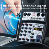 Mezclador de Audio BOMGE 04D 4 Canales – 16 DSP, Bluetooth, USB y Phantom 48V