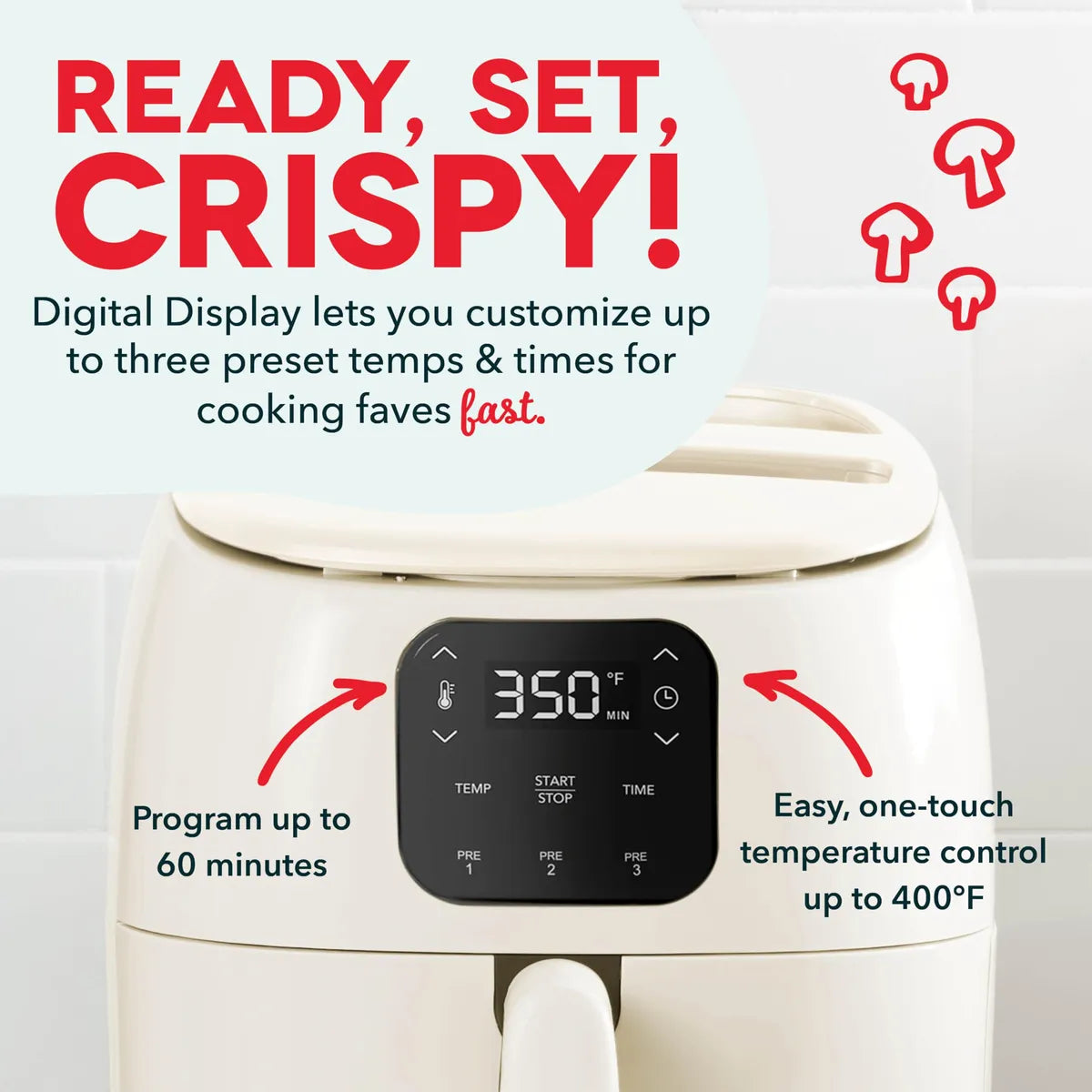 Horno freidora de aire eléctrico DASH Tasti-Crisp 2,6 cuartos 110V