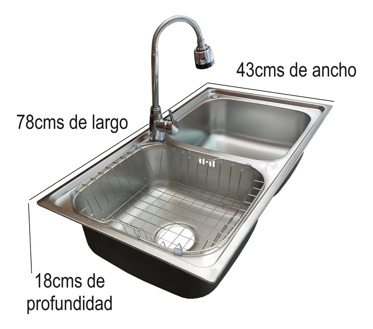 Promoción Lavaplatos Doble 78x43 + Rejilla + Monomando