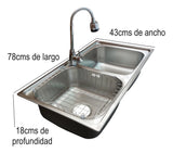 Promoción Lavaplatos Doble 78x43 + Rejilla + Monomando