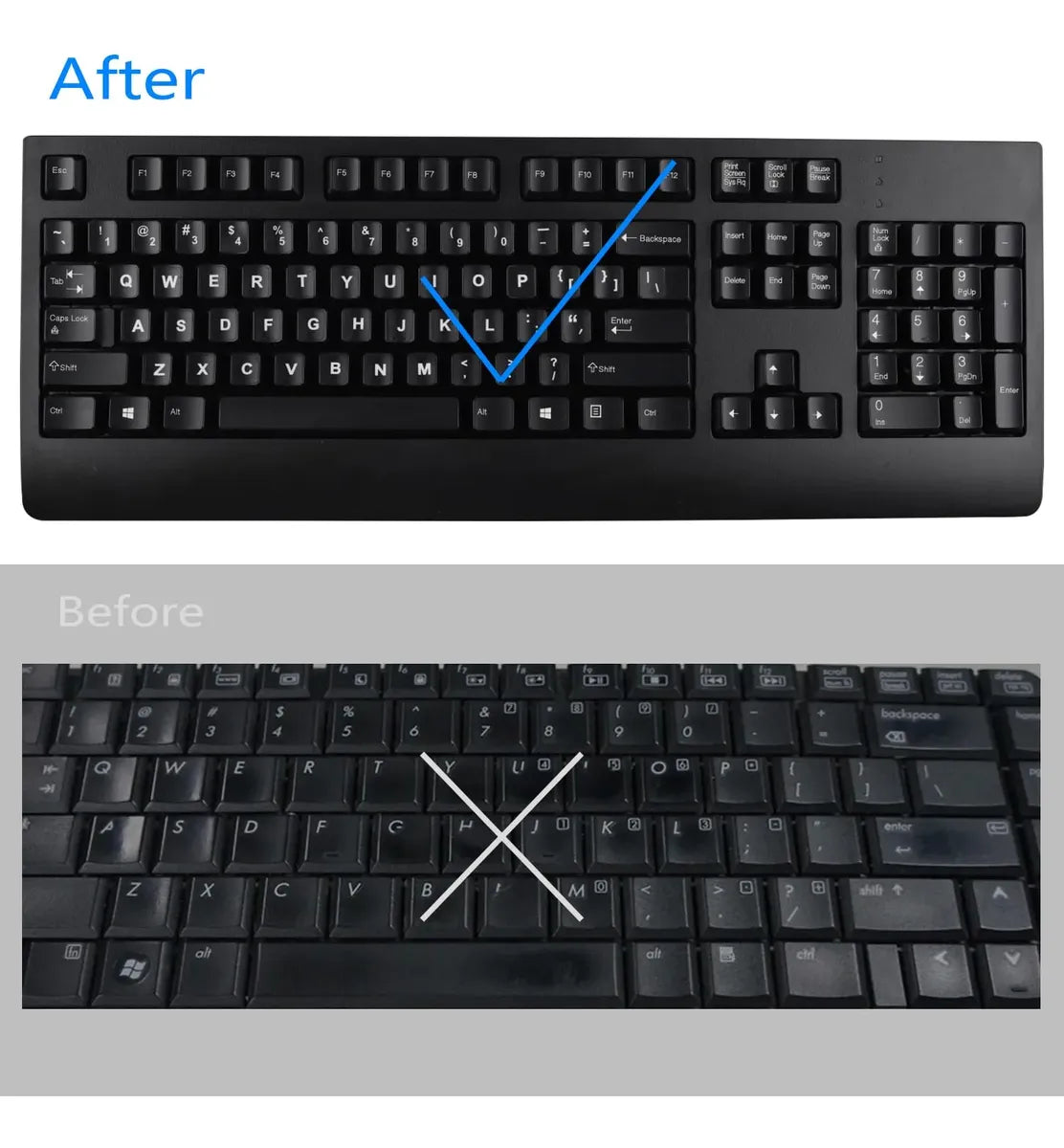 MUBUY-GOL Stickers para Teclado Hebreo – 2 Pack – Fondo Negro con Letras Blancas