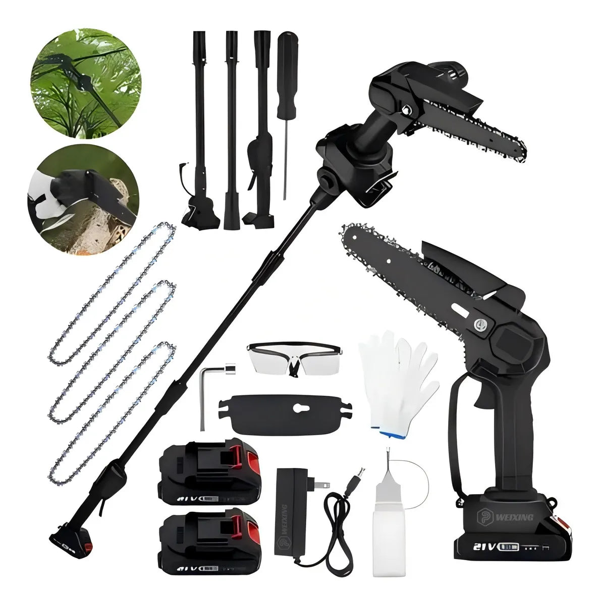 Minisierra Pértiga Ajustable 2 En 1 / 2,25 M + 2 Baterías