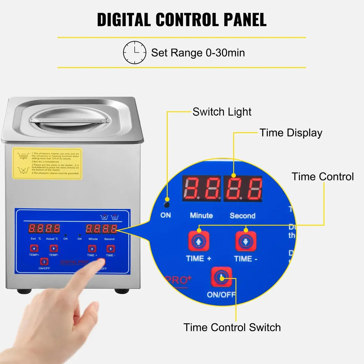 Limpiador Ultrasónico Digital VEVOR 2L 40 kHz – 120V