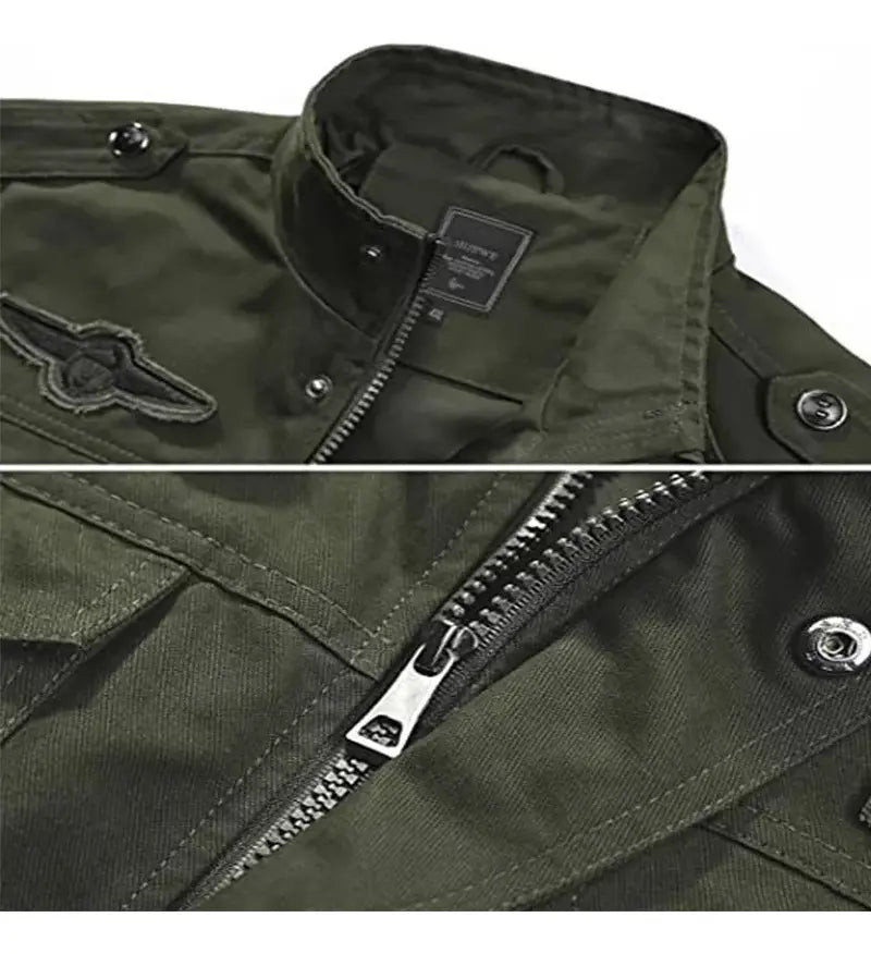 Chaqueta Militar Hombre Estilo Aviador de Algodón | Casual Outdoor |
