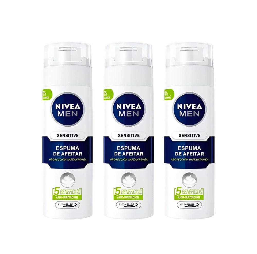 Pack 3 Espumas de Afeitar NIVEA MEN Sensitive 200 ml