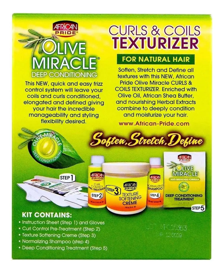 African Pride Olive Miracle Texturizer Curl Kit – Kit de Rizos y Bobinas