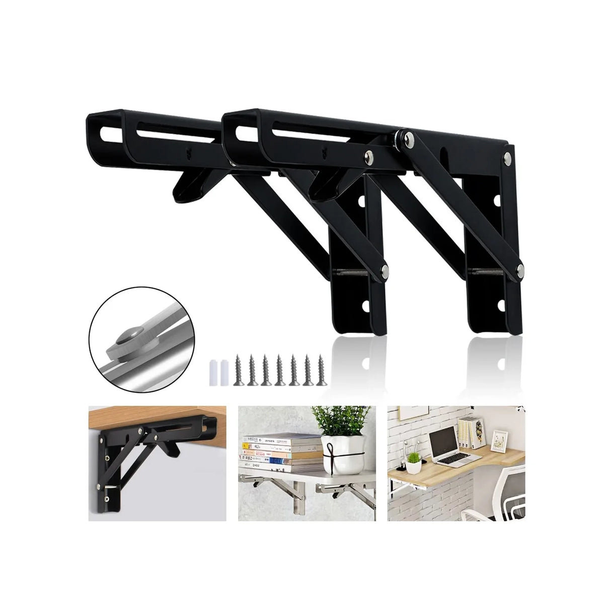 2 Bisagras Soporte Plegable Para Estante, Acero Inoxidable